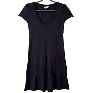 Derek Heart Girls Sweater Dress Size L (14-16) Black Scoop Neck Tiered Pleated